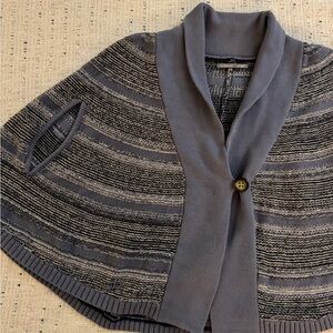 RUBBISH Nordstrom Grey Knit Poncho Sweater Shawl Wrap Cape S/M